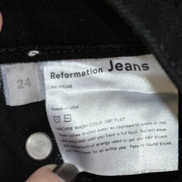 Reformation Serena High Rise Black Jeans Sz 24 - Picture 6 of 11